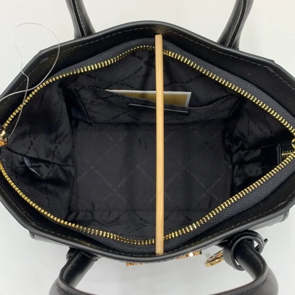 Michael Kors Avril Small Leather Top-Zip Satchel Black color